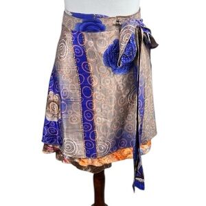 Darn Good Yarn Sari Silk Wrap Skirt - Mini Size (4–12) Boho Ethereal Summer Moio